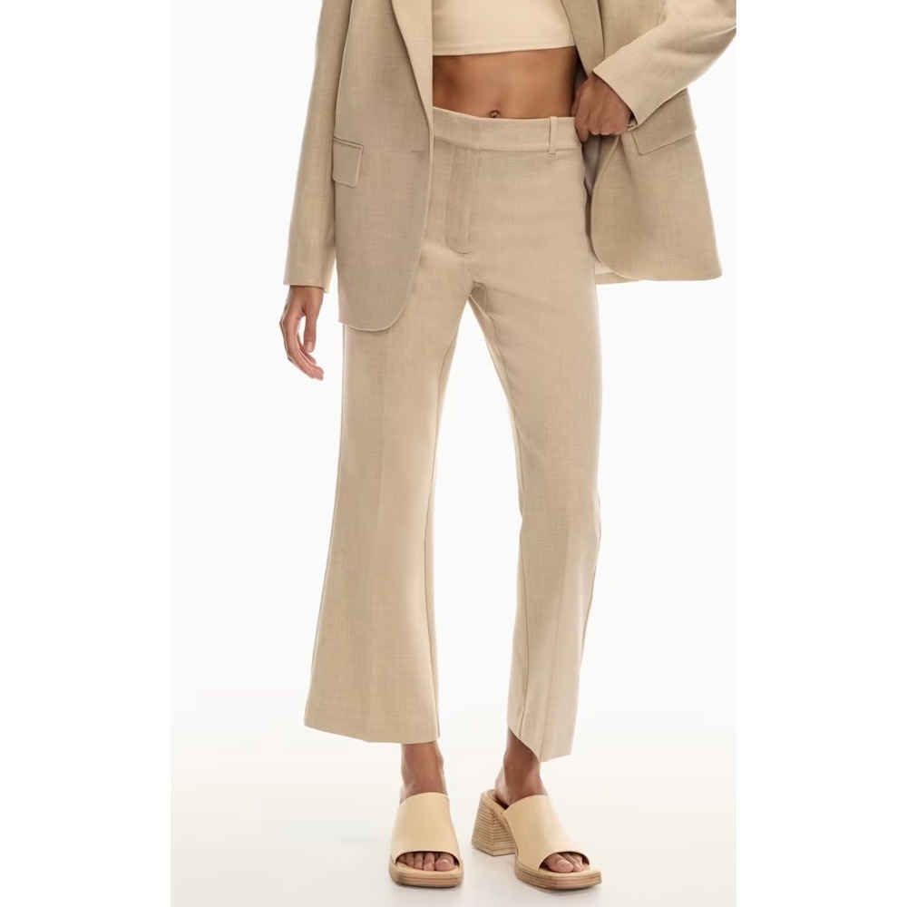 Wilfred Aritzia Vivace Womens High Waisted Flare Dress Pants Heathered oat, 0